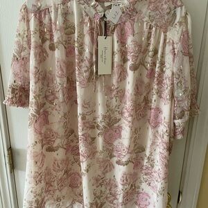 🌸 Haver & Blair Floral Metallic Blouse US 3X 🌸